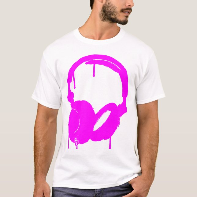 Camiseta Headyphones, rosa (Frente)
