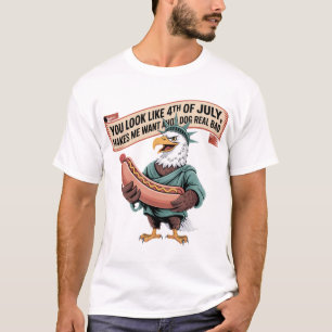 Camiseta Heagle Statue Hot Dog 4 de julho Humor