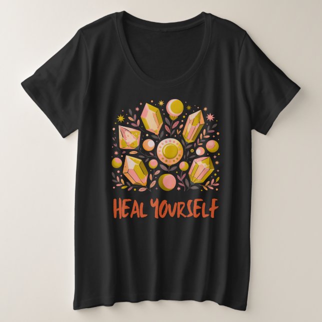Camiseta Heal Yourself Plus Size - Top Cristal Cel (Frente do Design)