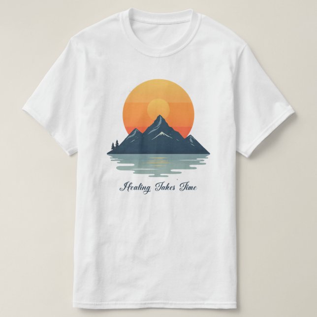 Camiseta Healing Takes Time" Script Font T-Shirt | Minimali (Frente do Design)