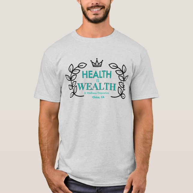 Camiseta HEALTH IS WEALTH wreath emblem T-Shirt (Frente)