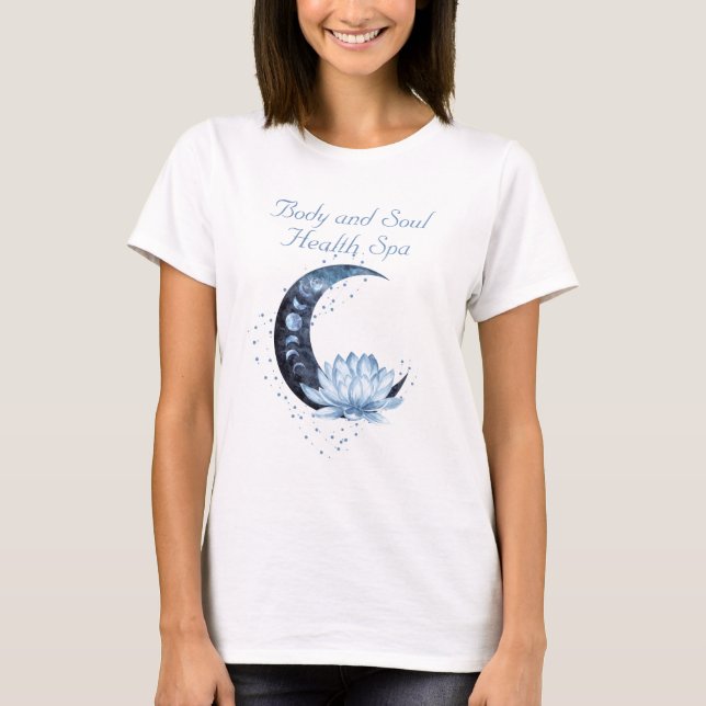 Camiseta Health Spa Business Blue Lotus Flower Moon (Frente)