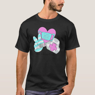 Camiseta Healthcare Worker Peace Love Nursing Hippie Nurse