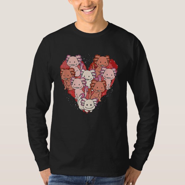 Camiseta Heart Axolotl Salamander Valentines Day Girls (Frente)