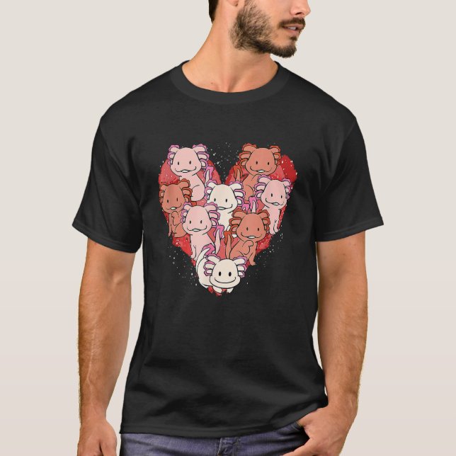 Camiseta Heart Axolotl Salamander Valentines Day Girls (Frente)