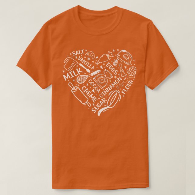 Camiseta Heart Bake Baker Confectioner Baking Utensils Baki (Frente do Design)