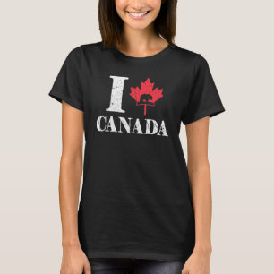Camiseta Heart Bear Canada Day Mapeou Folha Orgulhosa Canad