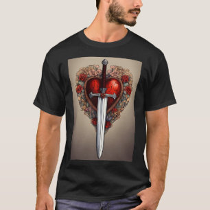 Camiseta "Heart & Blade Harmony: Black T-shirt Edition"