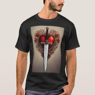 Camiseta "Heart & Blade Harmony: Black T-shirt Edition"