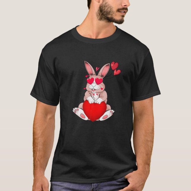 Camiseta Heart Bunny Rabbit Cute Valentines Day Animal (Frente)