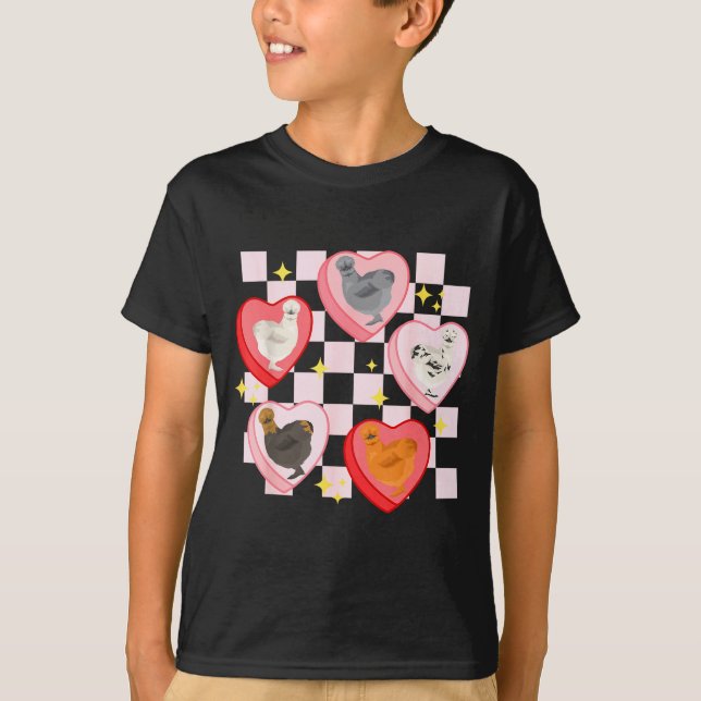 Camiseta Heart Candy Silkie Chicken Valentine Farmer Animal (Frente)