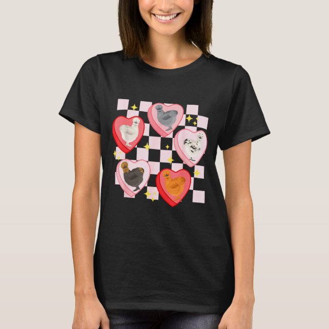 Camiseta Heart Candy Silkie Chicken Valentine Farmer Animal (Frente)