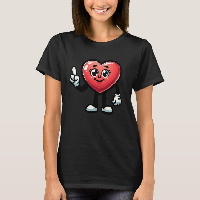 Camiseta Heart Character With Cartoon Eyes And Smiling Face (Frente)