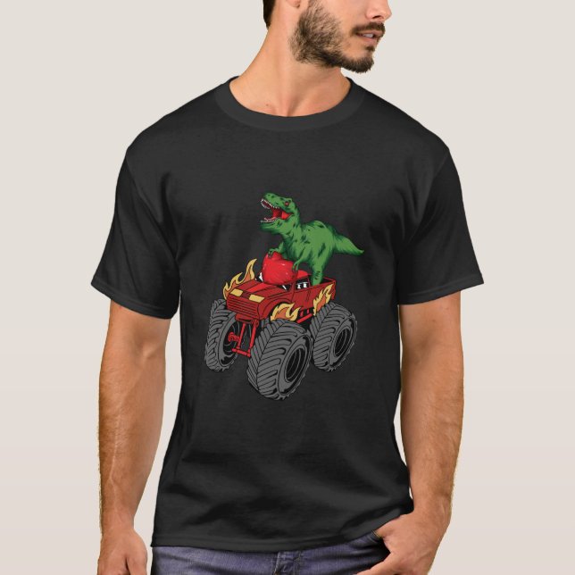 Camiseta Heart Dino Valentine's Day Monster Truck Date Coup (Frente)