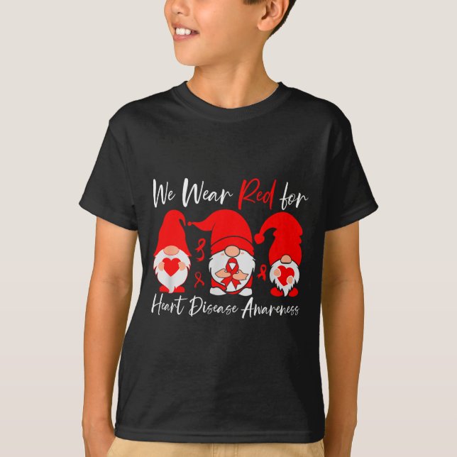 Camiseta Heart Disease Awareness Gnome  (Frente)