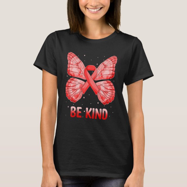 Camiseta Heart Disease Awareness Kindness Butterfly Ribbon  (Frente)