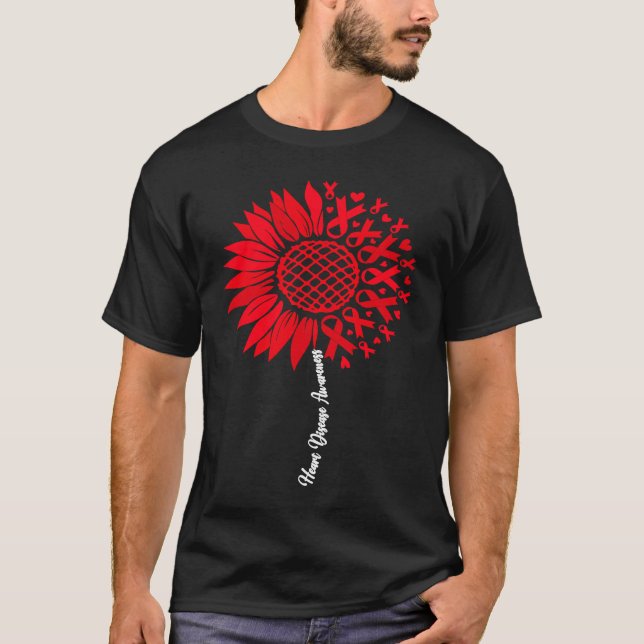 Camiseta Heart Disease Awareness Month Sunflower For Women  (Frente)
