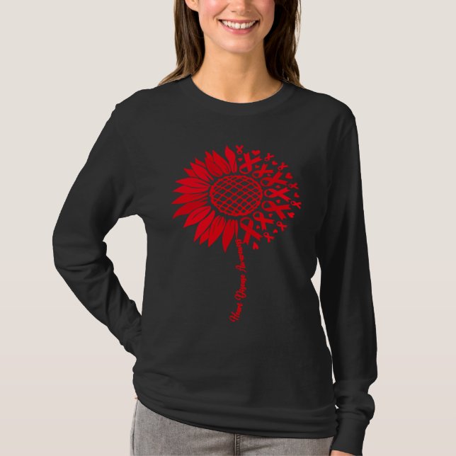 Camiseta Heart Disease Awareness Month Sunflower For Women  (Frente)