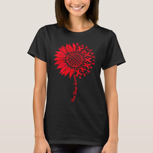 Camiseta Heart Disease Awareness Month Sunflower For Women  (Frente)