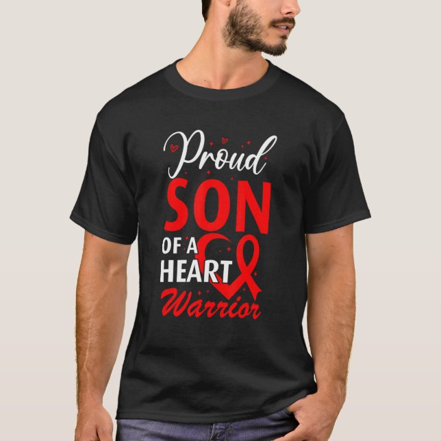 Camiseta Heart Disease Awareness Proud Son of a Heart Warri (Frente)
