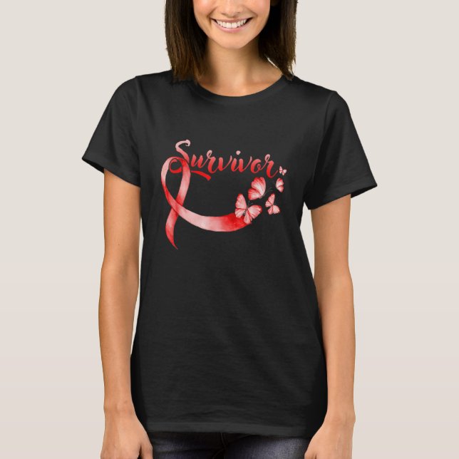 Camiseta Heart Disease Awareness Red Butterflies Ribbon Sur (Frente)