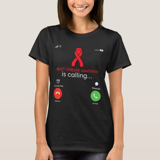 Camiseta Heart Disease Awareness Red Ribbon Heart Attack Su (Frente)