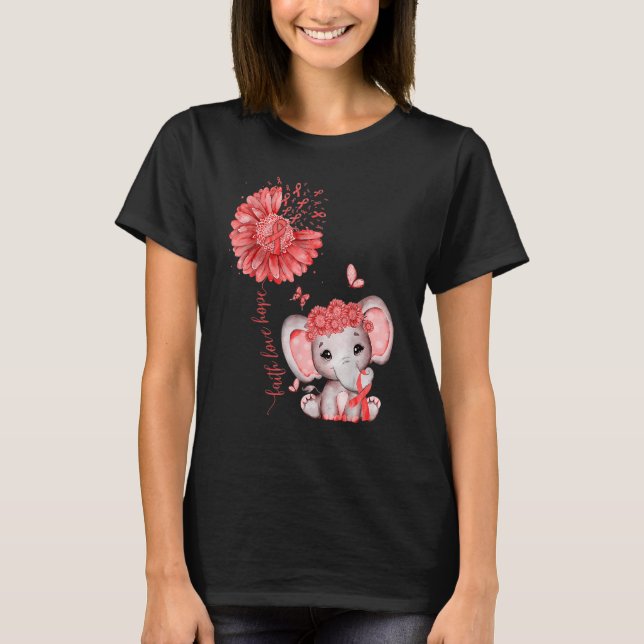 Camiseta Heart Disease Cute Elephant With Sunflower And Red (Frente)