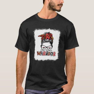 Camiseta Heart Disease Warrior Leopard Messy Bun Heart Heal