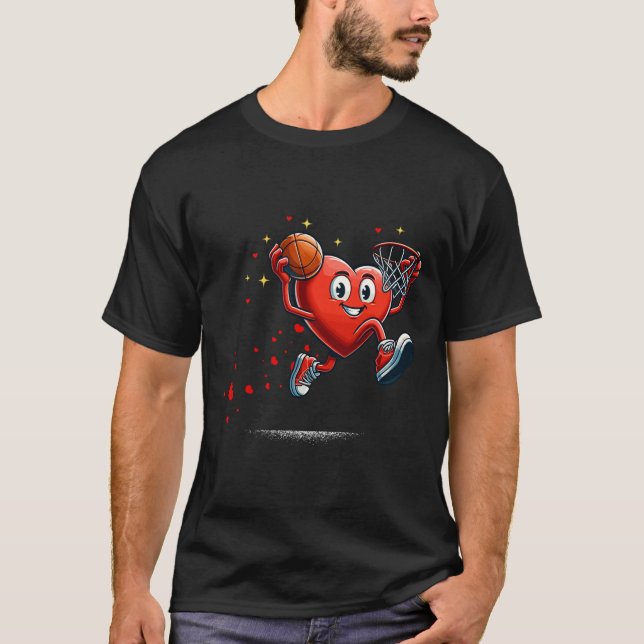 Camiseta Heart Dunking Valentines Day Basketball Kids  (Frente)