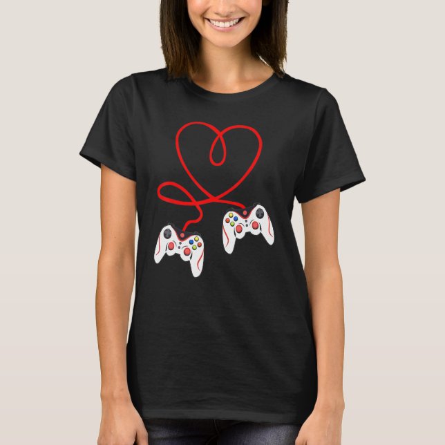Camiseta Heart Game Controllers Video Gamers Gaming Valenti (Frente)
