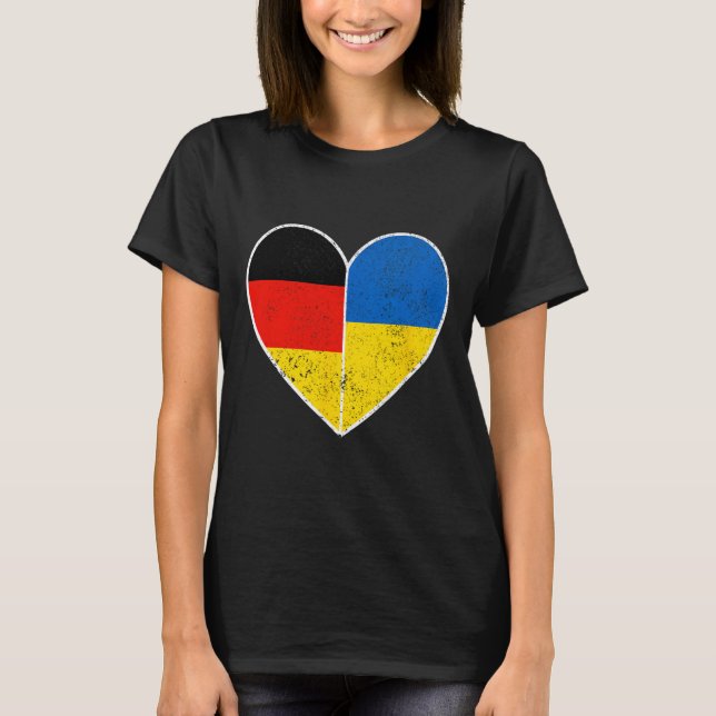 Camiseta Heart Germany And Ukraine Solidarity Friendship Vi (Frente)