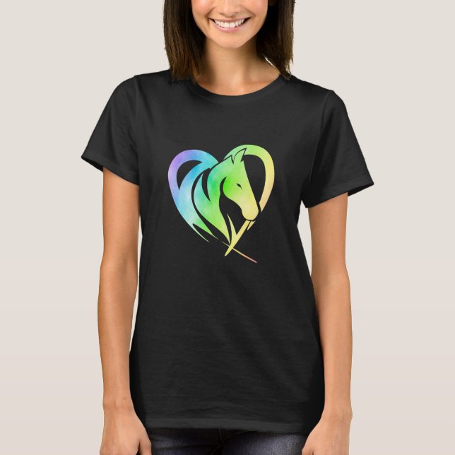 Camiseta Heart Graphic Horse Lover Equestrian Rider Horses  (Frente)