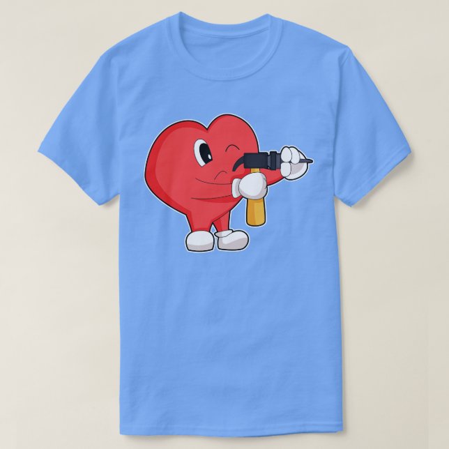 Camiseta Heart Handyman Drill press (Frente do Design)