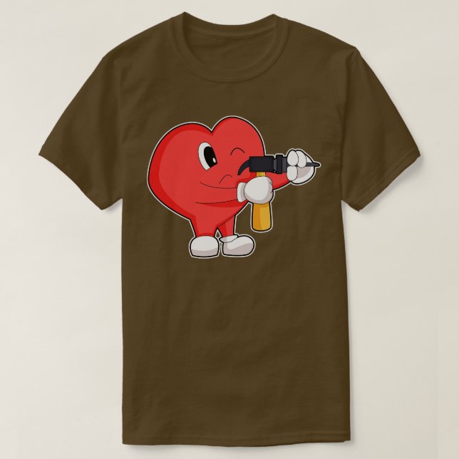 Camiseta Heart Handyman Drill press (Frente do Design)