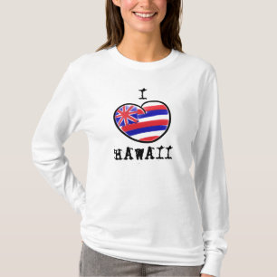 Camiseta Heart Hawaii, bandeira estadual, senhoras hoodie