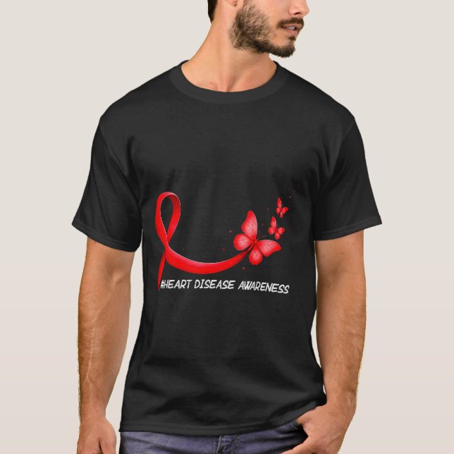 Camiseta Heart Health Heart Disease Awareness Chd Red Ribbo (Frente)