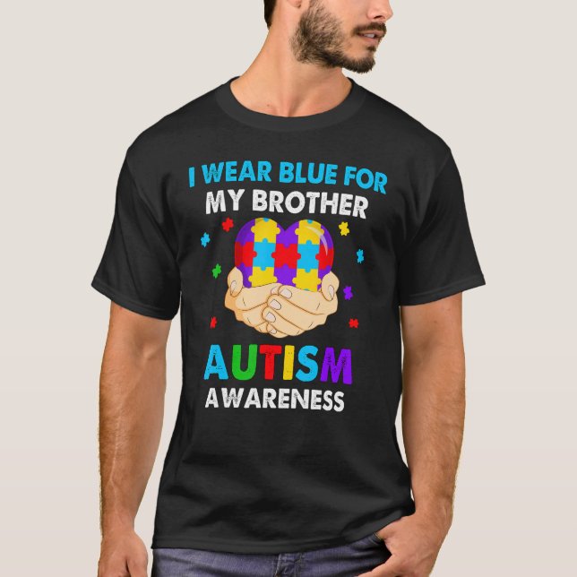 Camiseta Heart I Wear Blue For My Brother Autism Awareness (Frente)