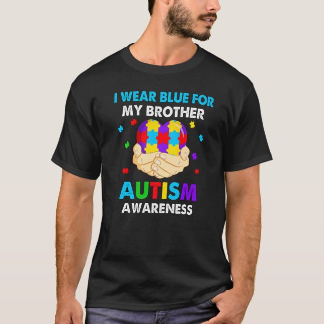 Camiseta Heart I Wear Blue For My Brother Autism Awareness (Frente)