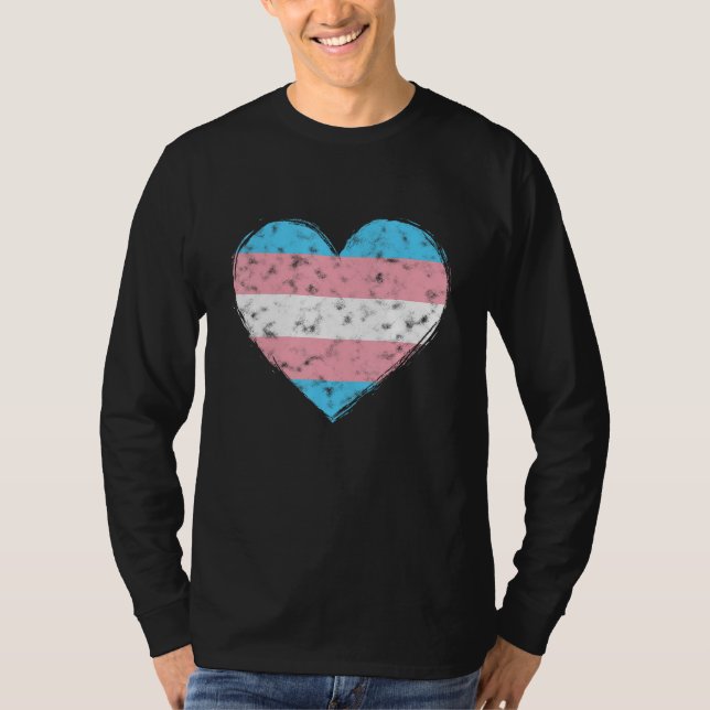 Camiseta Heart LGBT Pride Month Retro LGBTQ Transgender Fla (Frente)