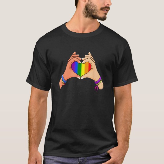 Camiseta Heart LGBT Rainbow Flag LGBTQ Gay Pride Month Mela (Frente)