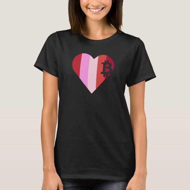 Camiseta Heart Love Bitcoin Women Girls Men Boys Family Val (Frente)