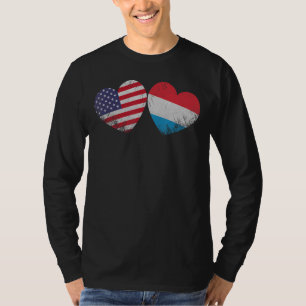 Camiseta Heart Luxembourg American Flag Family He