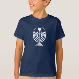 Camiseta Heart Menorah Happy Hanukkah família mãe crianças