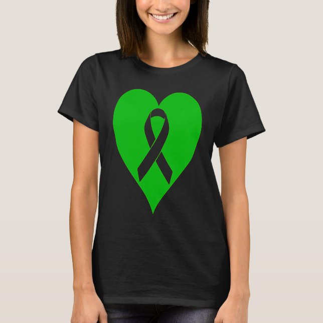 Camiseta Heart Mental Health Awareness Green Ribbon Support (Frente)