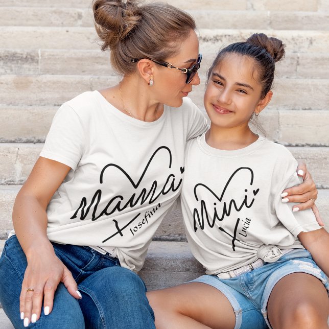 Camiseta Heart Mini com nome personalizado que corresponde  (Heart Mini with custom name matching T-Shirt kids)