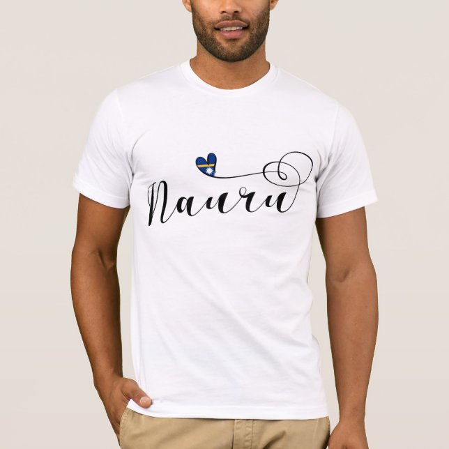 Camiseta Heart Nauru Flag, I Love Nauru, República de Nauru (Frente)