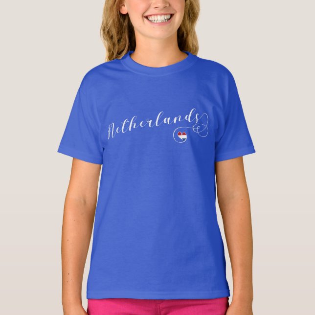 Camiseta Heart Netherlands Flag, Dutch Design (Frente)