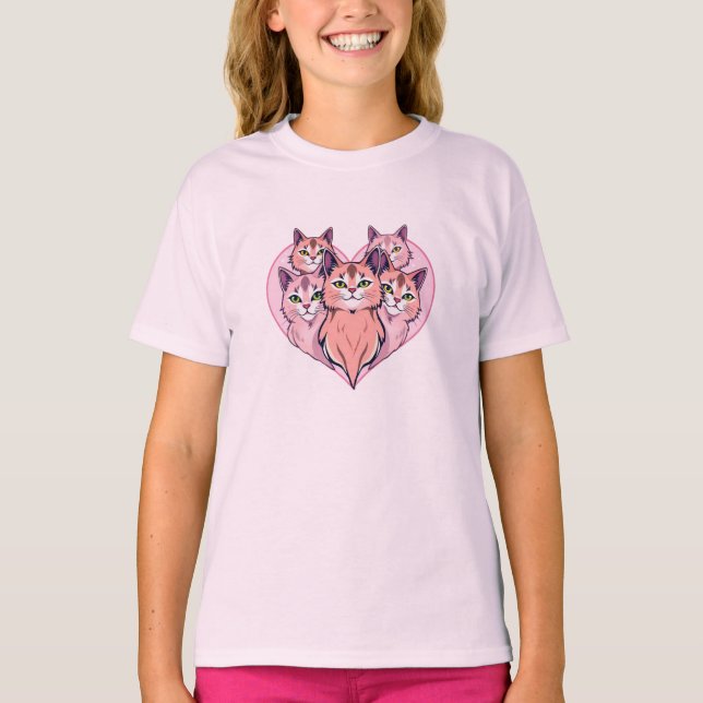 Camiseta Heart of Cats – Cute Cat Family Love Design (Frente)