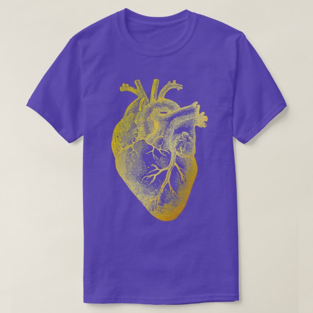 Camiseta Heart of Gold Vintage Heart Anatomy (Frente do Design)