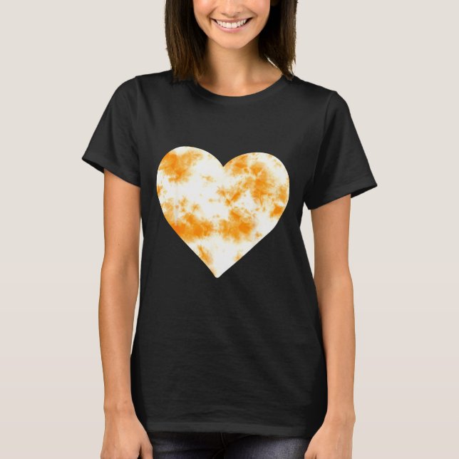 Camiseta Heart Orange Tie Dye - Cute Valentines Day Graphic (Frente)